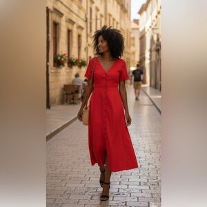 Tuckernuck Kate Midi/Maxi Short sleeve Dress Red Women’s Size Small NWT